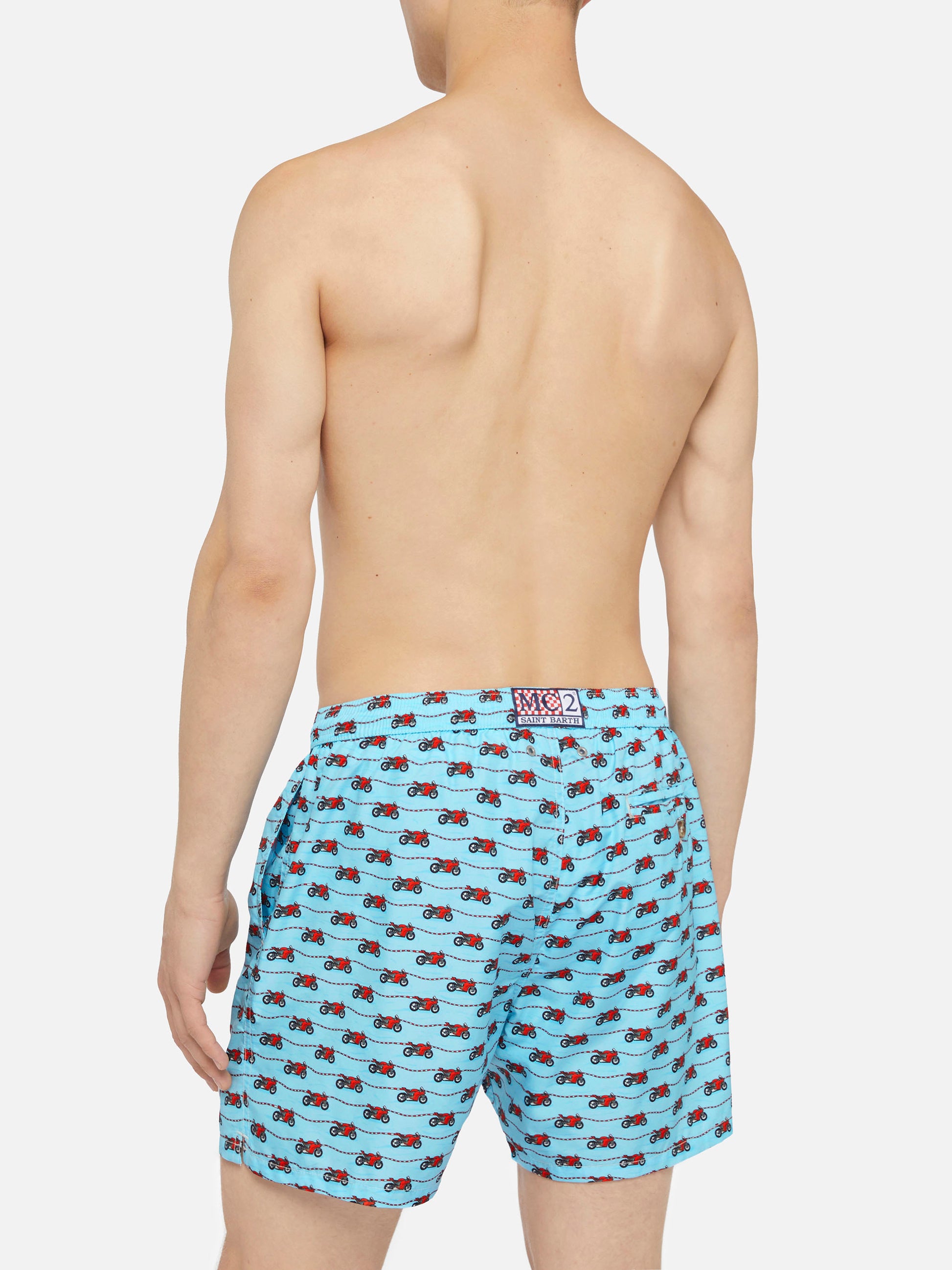 Lightweight fabric swim shorts Lighting with Ducati print | DUCATI MOTOR SPECIAL EDITION - MC2 Saint Barth