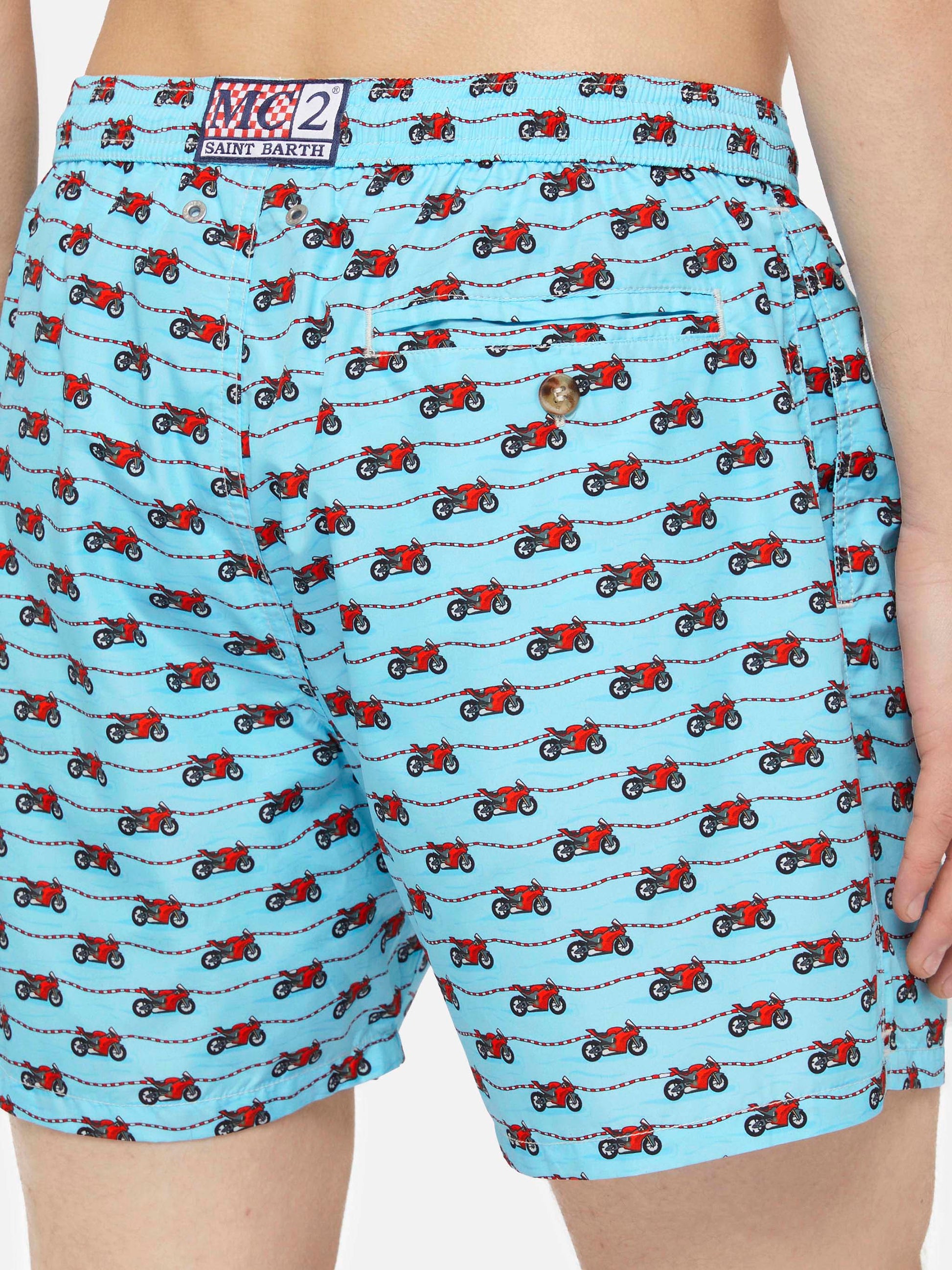 Lightweight fabric swim shorts Lighting with Ducati print | DUCATI MOTOR SPECIAL EDITION - MC2 Saint Barth