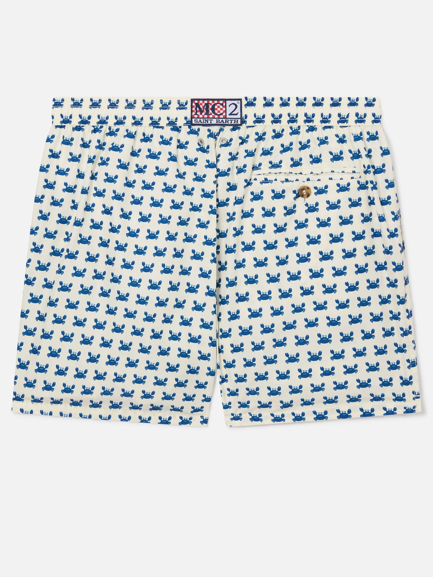 Weiße White Lighting Micro-Badeshorts mit durchgehendem Krabben-Print 