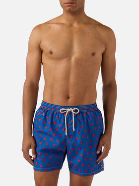 Navy Lighting Micro swim shorts with mini lobster all-over print