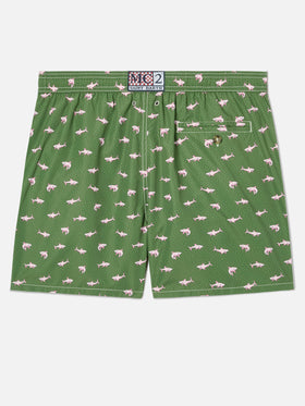 Green Lighting Micro swim shorts with pink sharks print