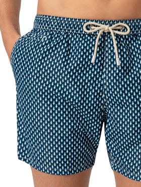Lightweight fabric swim shorts Lighting with micro fish print