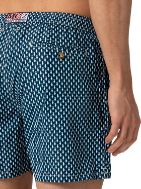 Lightweight fabric swim shorts Lighting with micro fish print