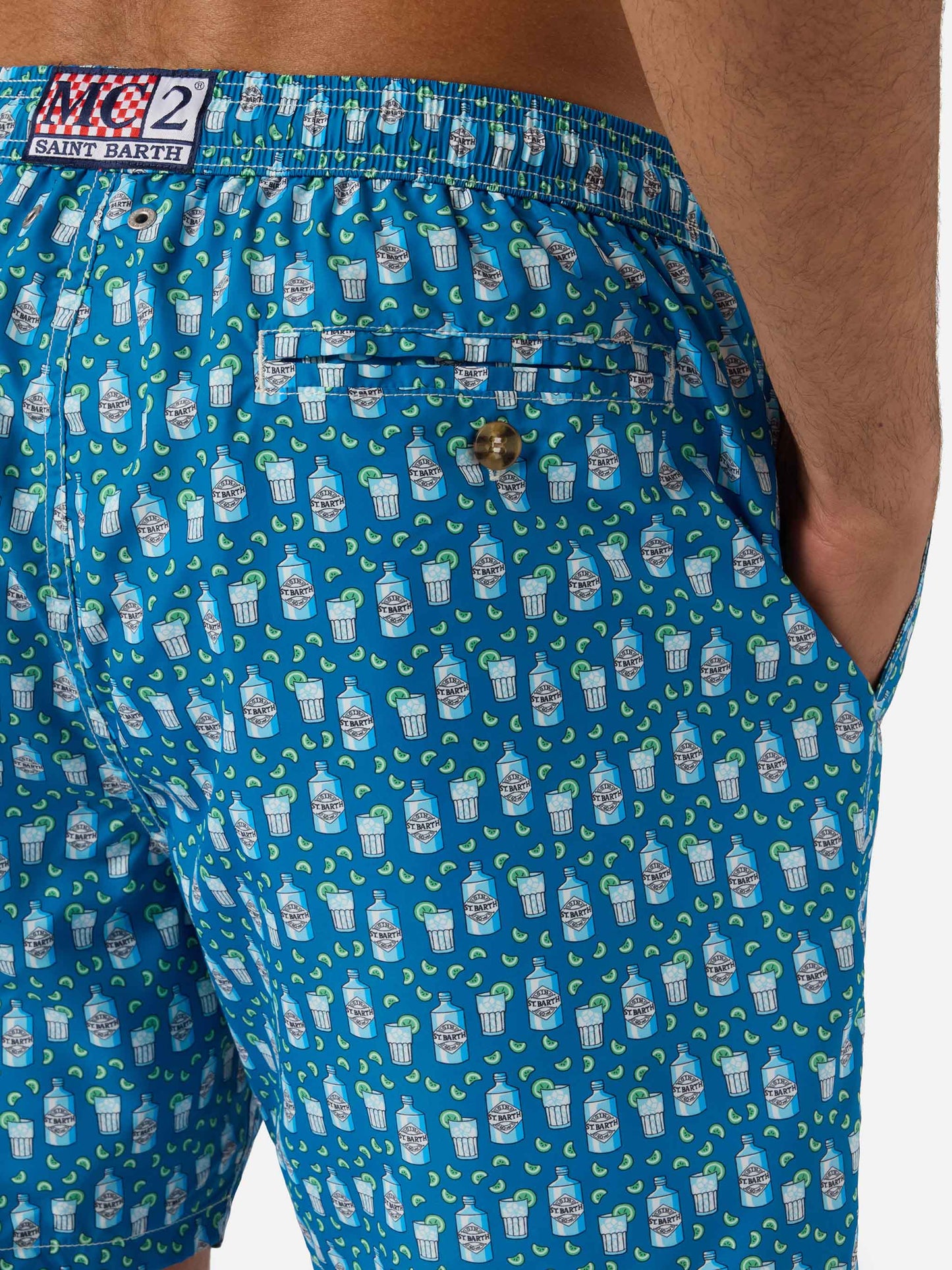 Shorts mare Lighting Micro azzurro con stampa cocktail