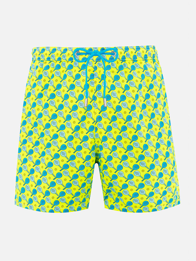 Man lightweight fabric swim-shorts Lighting Micro Fantasy with padel print