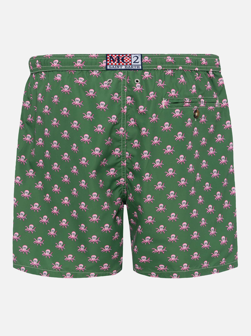 Lightweight fabric swim shorts Lighting with octopus print