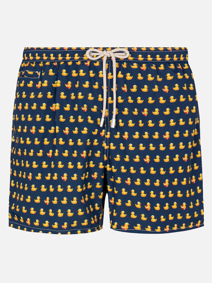 Herren-Badeshorts aus leichtem Stoff mit Entenmuster