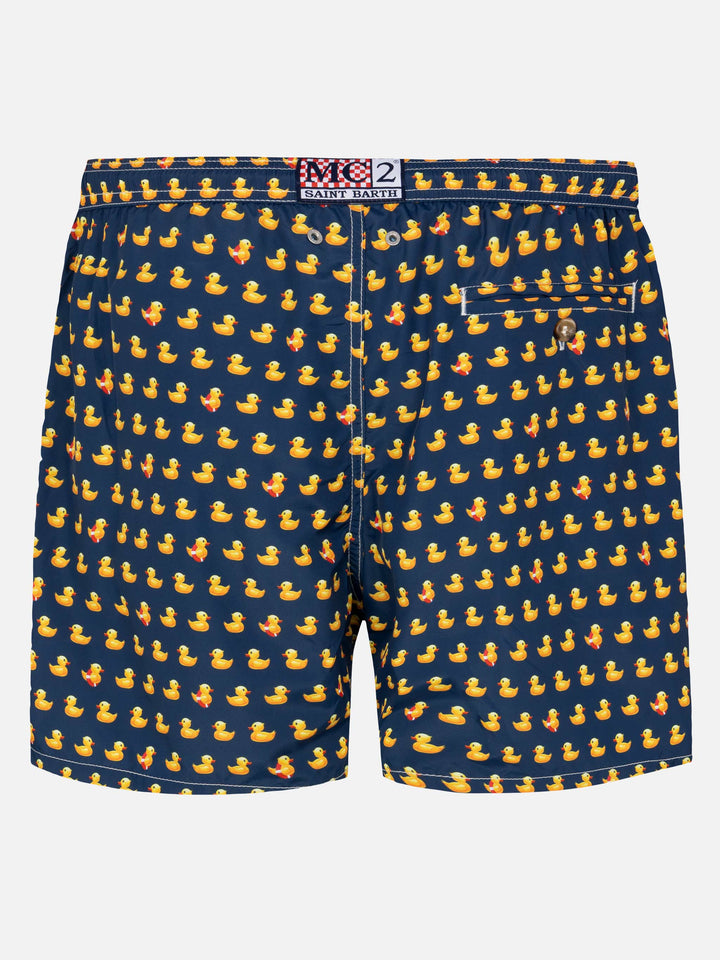 Herren-Badeshorts aus leichtem Stoff mit Entenmuster
