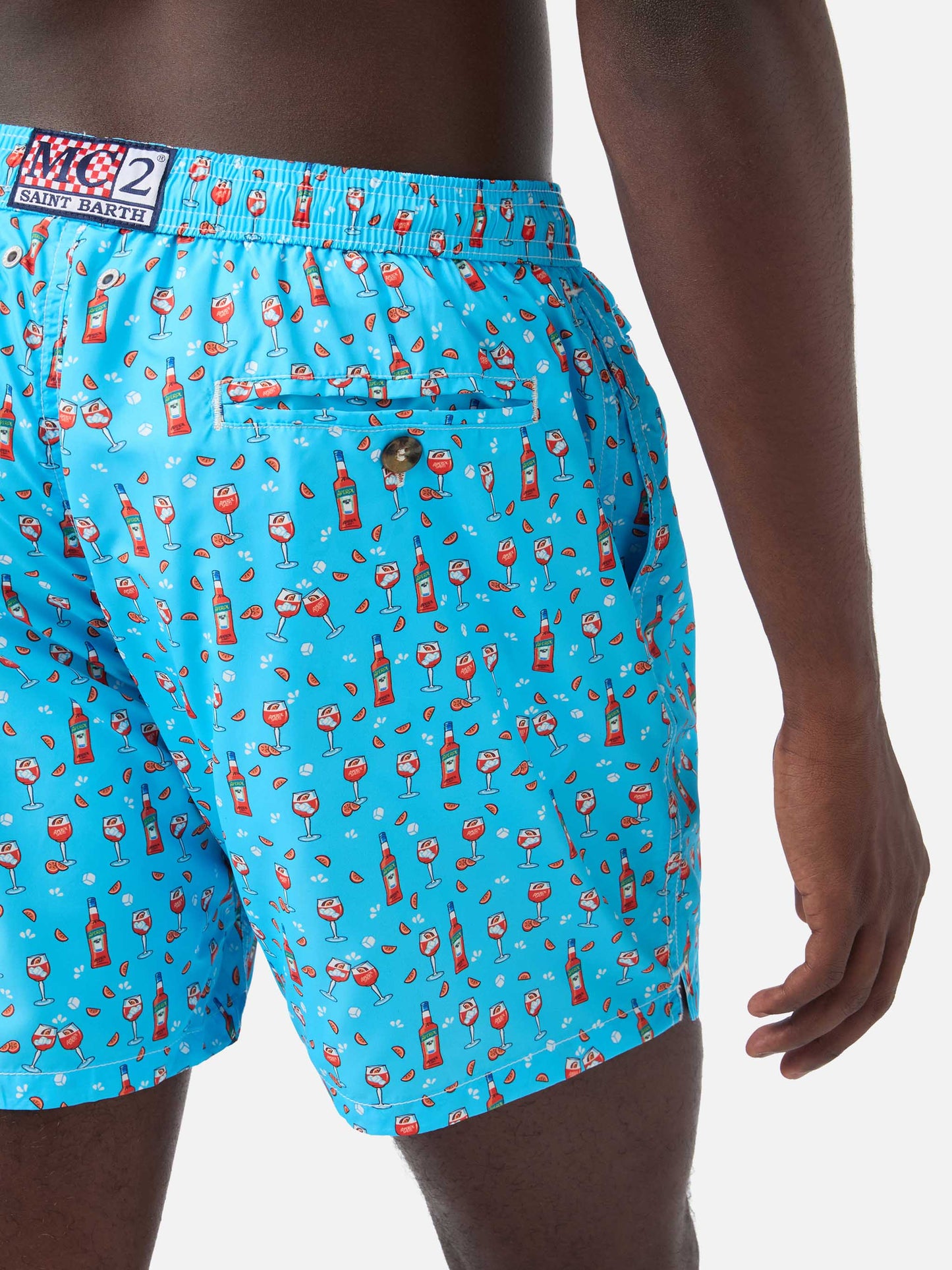 Lightweight fabric swim shorts Lighting with Aperol spritz print | APEROL SPECIAL EDITION