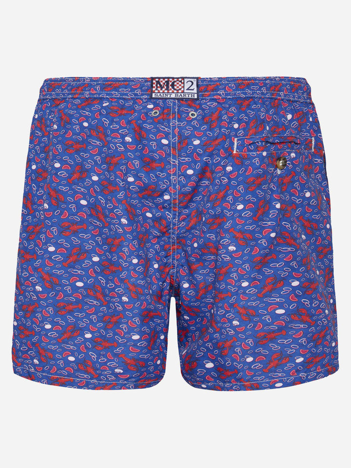 Lightweight fabric swim shorts Lighting with lobster print - MC2 Saint Barth