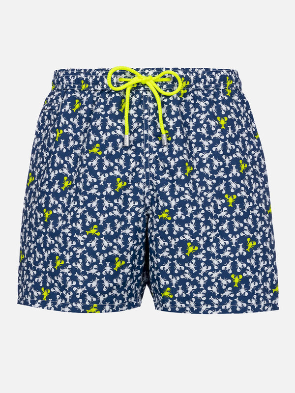 Man lightweight fabric swim-shorts Lighting Micro Fantasy with loabster print