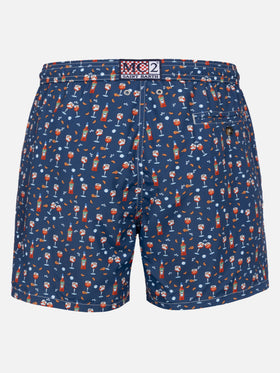 Man lightweight fabric swim-shorts Lighting Micro Fantasy with Aperol Spritz print | APEROL SPECIAL EDITION