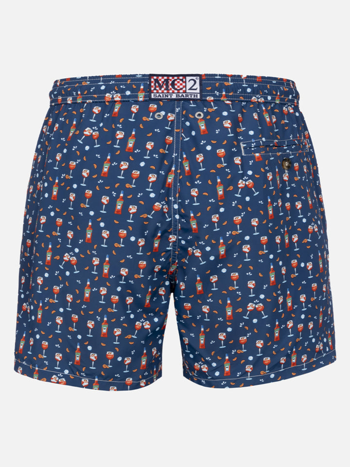 Man lightweight fabric swim-shorts Lighting Micro Fantasy with Aperol Spritz print | APEROL SPECIAL EDITION