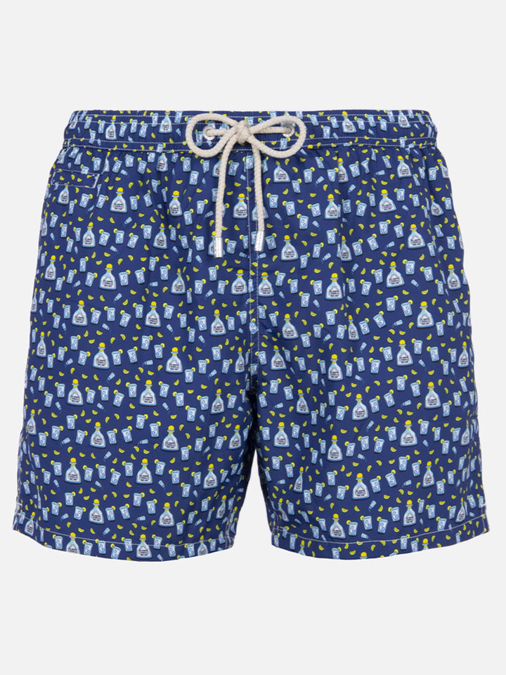 Man lightweight fabric swim-shorts Lighting Micro Fantasy with Tequila print