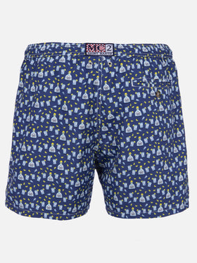 Man lightweight fabric swim-shorts Lighting Micro Fantasy with Tequila print