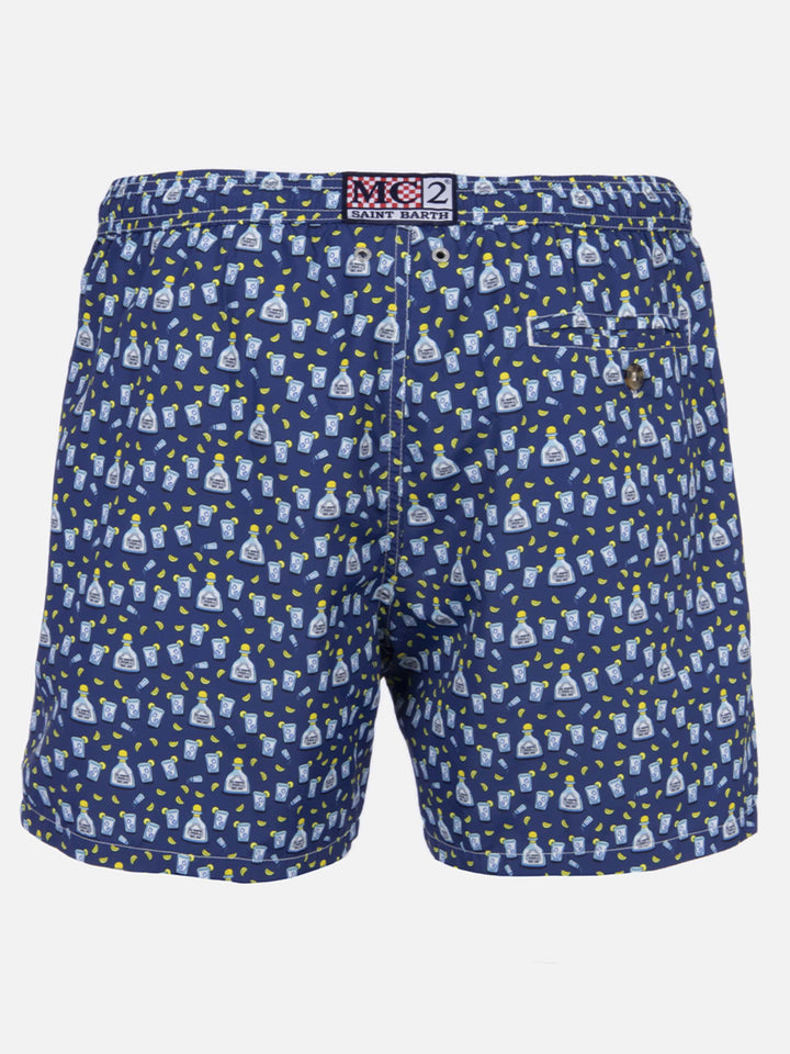 Man lightweight fabric swim-shorts Lighting Micro Fantasy with Tequila print