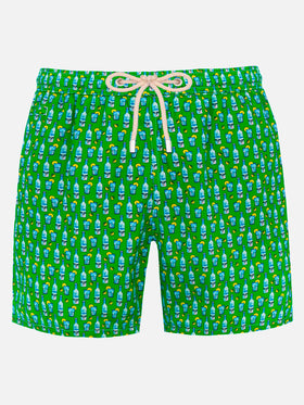 Man lightweight fabric swim-shorts Lighting Micro Fantasy with tequila print