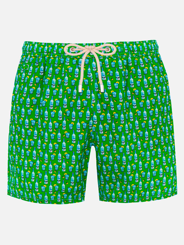 Man lightweight fabric swim-shorts Lighting Micro Fantasy with tequila print