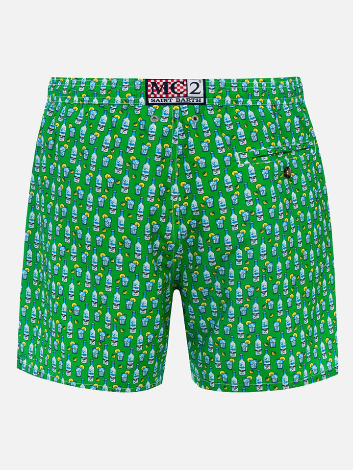Man lightweight fabric swim-shorts Lighting Micro Fantasy with tequila print