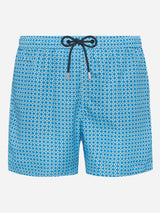 Lightweight fabric swim shorts Lighting with sporty geometric print