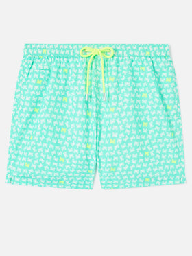 Badeshorts mit leuchtend gelbem Krabben-Print 