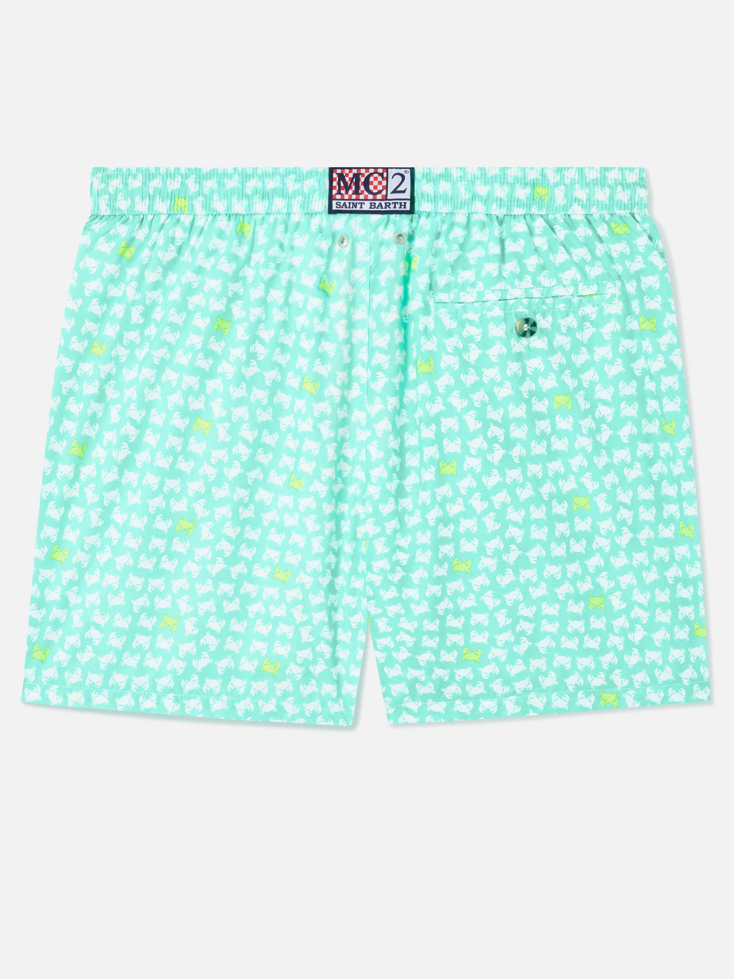 Badeshorts mit leuchtend gelbem Krabben-Print 