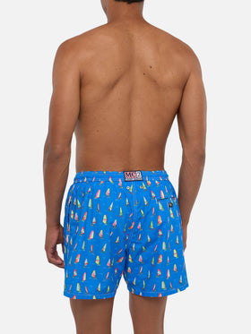 Man light fabric swim shorts with windsurf print
