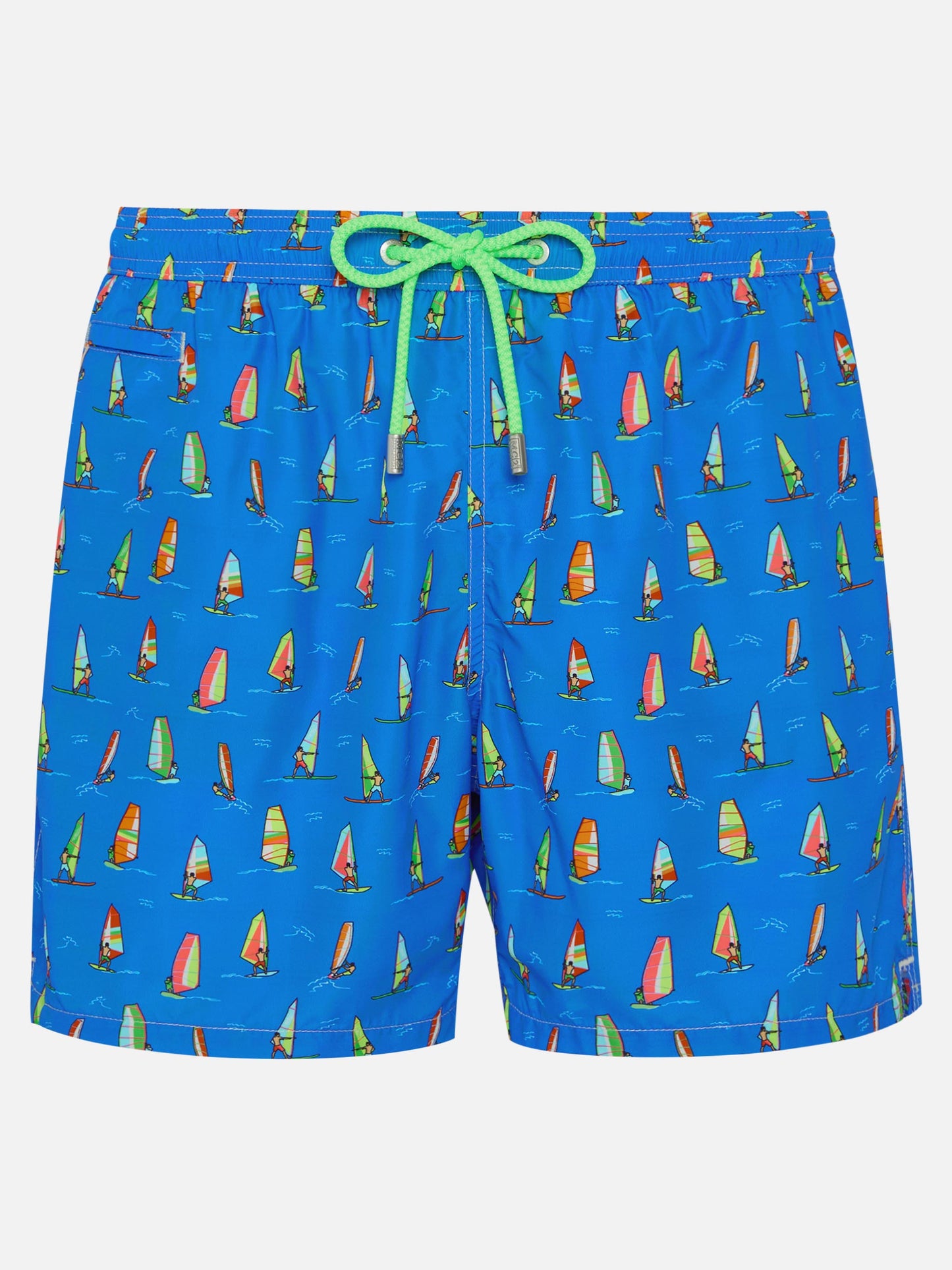 Man light fabric swim shorts with windsurf print