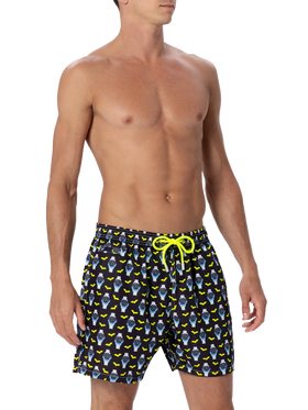 Man lightweight fabric swim-shorts Lighting Micro Fantasy with watches print