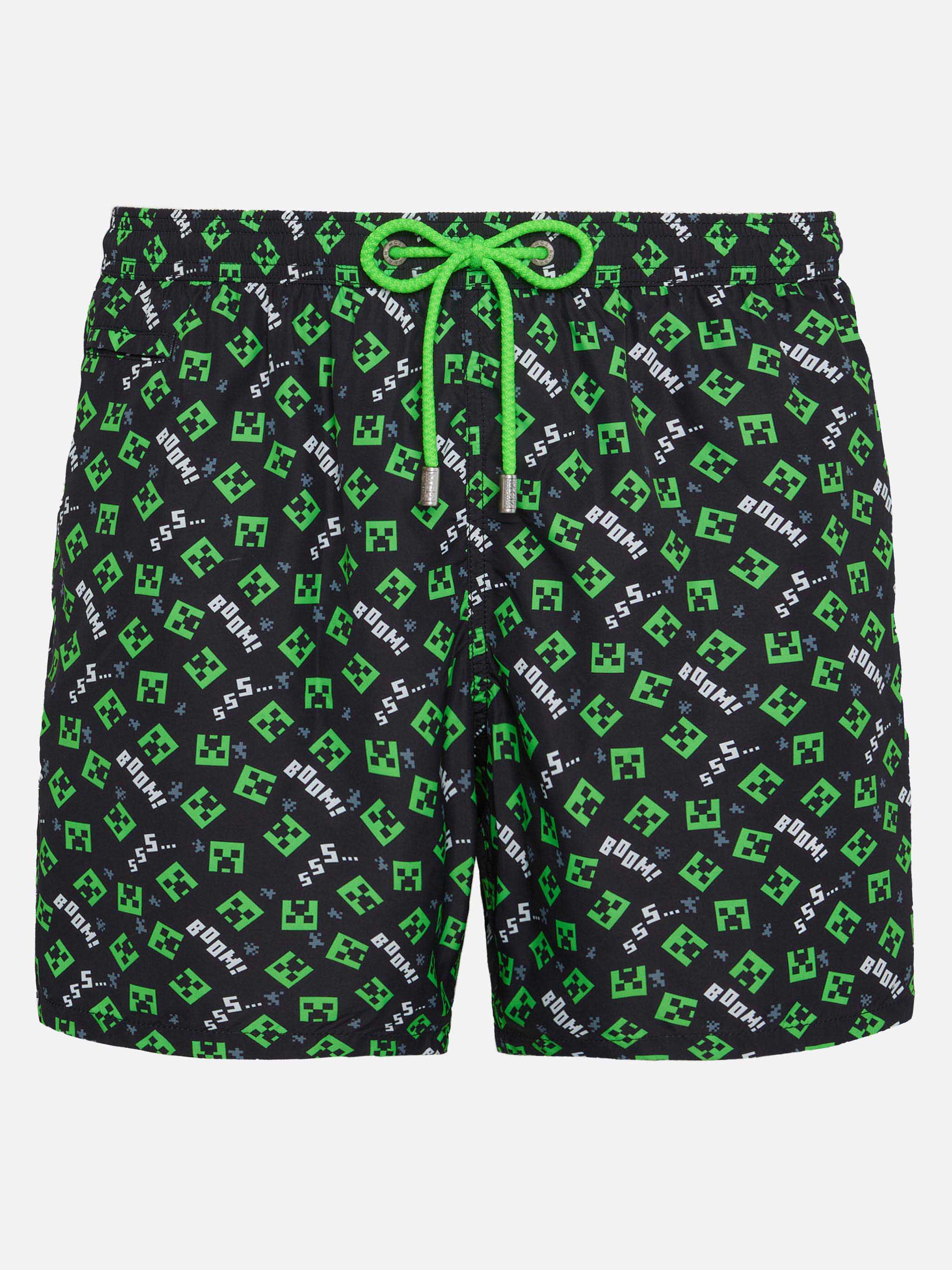 Lightweight fabric swim shorts Lighting with Minecraft print