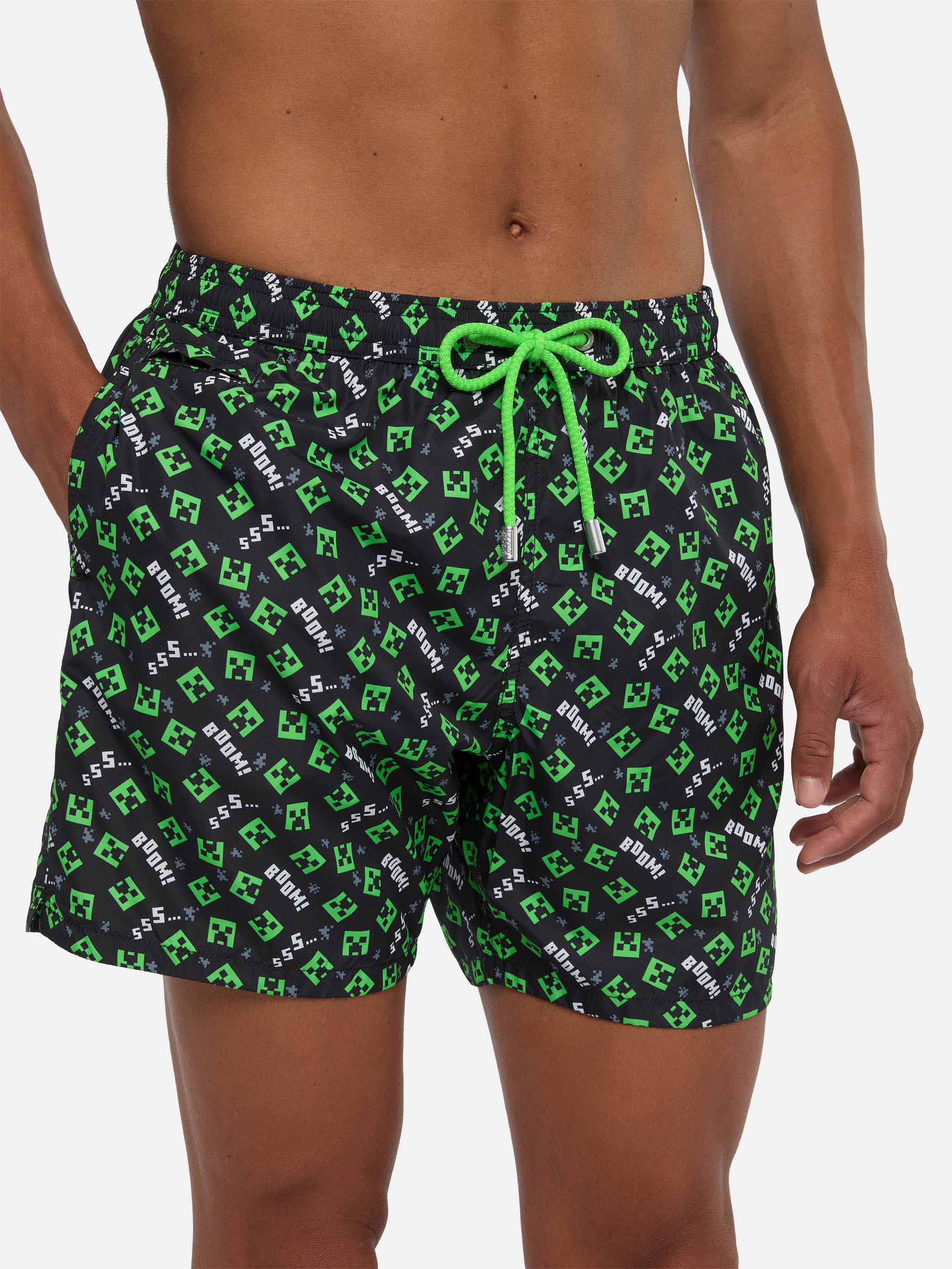 Lightweight fabric swim shorts Lighting with Minecraft print