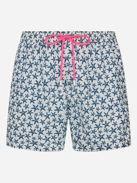 Man lightweight fabric swim-shorts Lighting Micro Fantasy with starfishes print