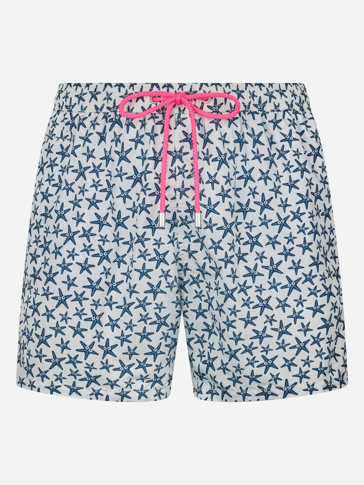 Man lightweight fabric swim-shorts Lighting Micro Fantasy with starfishes print