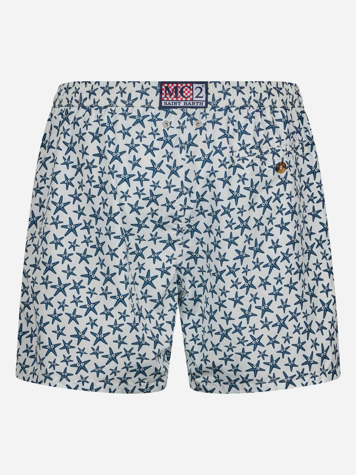 Man lightweight fabric swim-shorts Lighting Micro Fantasy with starfishes print