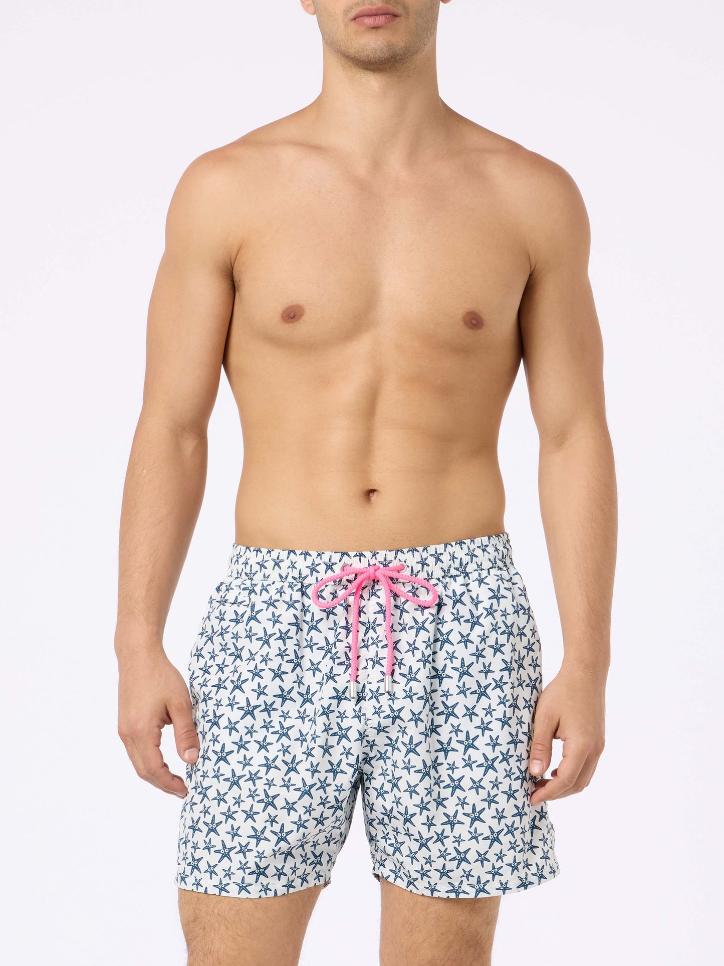 Man lightweight fabric swim-shorts Lighting Micro Fantasy with starfishes print