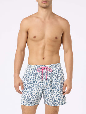 Man lightweight fabric swim-shorts Lighting Micro Fantasy with starfishes print