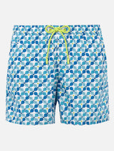 Man light fabric swim shorts with padel rackets print