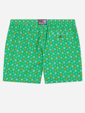 Herren-Badeshorts aus leichtem Stoff mit mehrfarbigem Seestern-Print