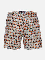 Man lightweight fabric swim-shorts Lighting Micro Fantasy with whisky and cigars print