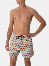 Man lightweight fabric swim-shorts Lighting Micro Fantasy with whisky and cigars print