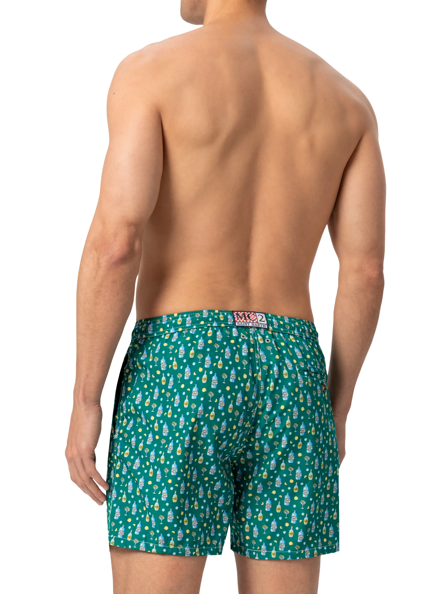 Lightweight fabric swim shorts Lighting with gin lemon print