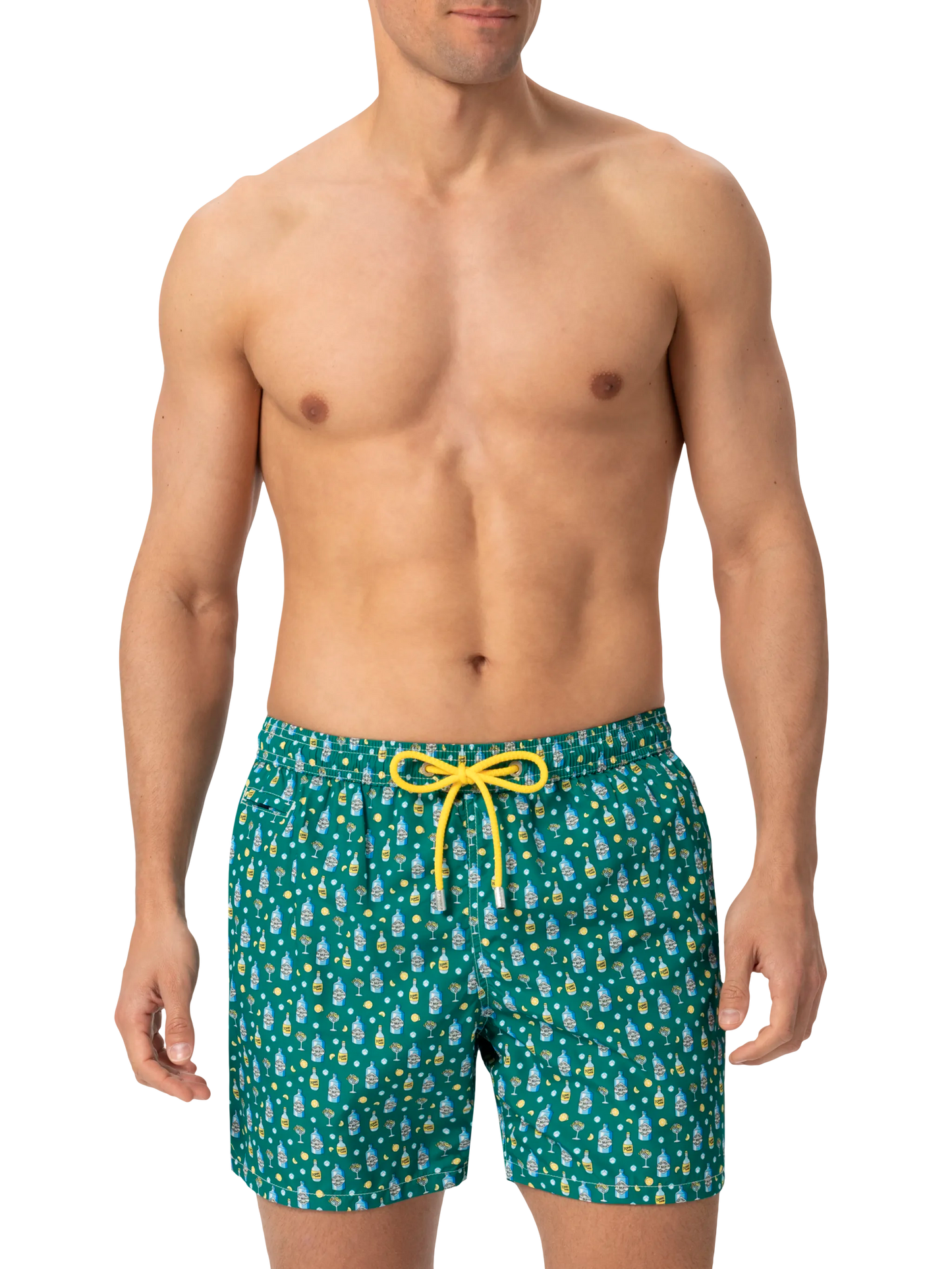Lightweight fabric swim shorts Lighting with gin lemon print