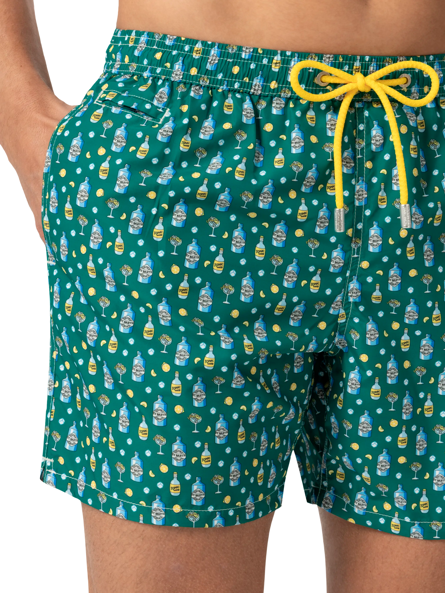 Lightweight fabric swim shorts Lighting with gin lemon print