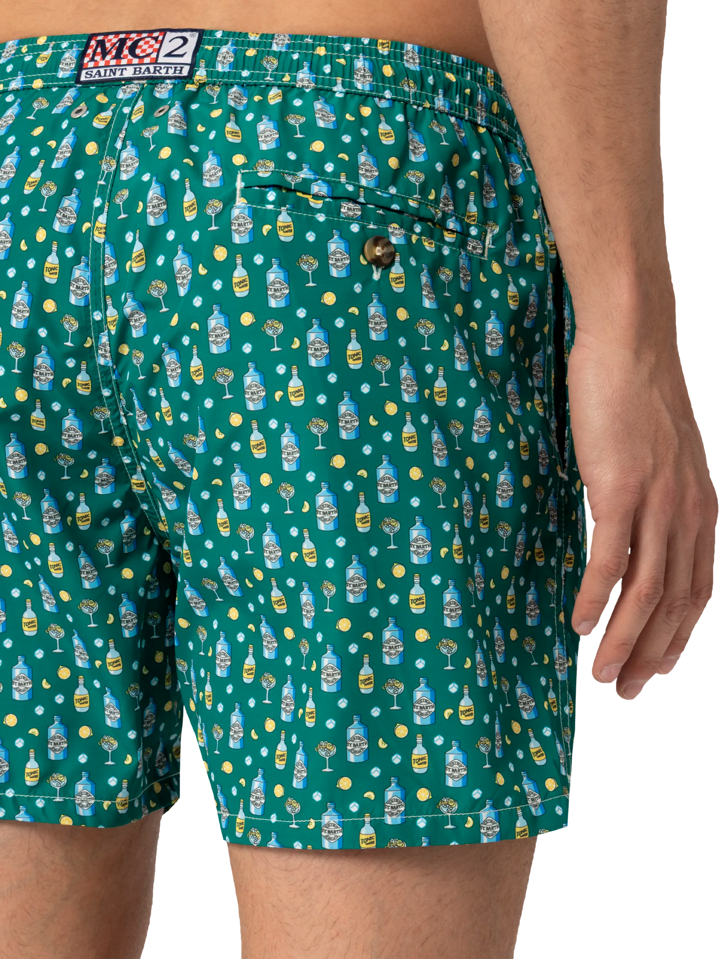 Lightweight fabric swim shorts Lighting with gin lemon print