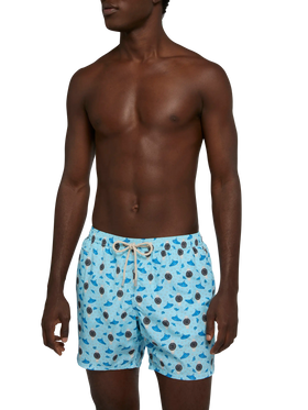 Lightweight fabric swim shorts Lighting with watch print