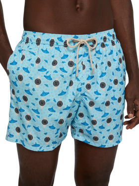 Lightweight fabric swim shorts Lighting with watch print