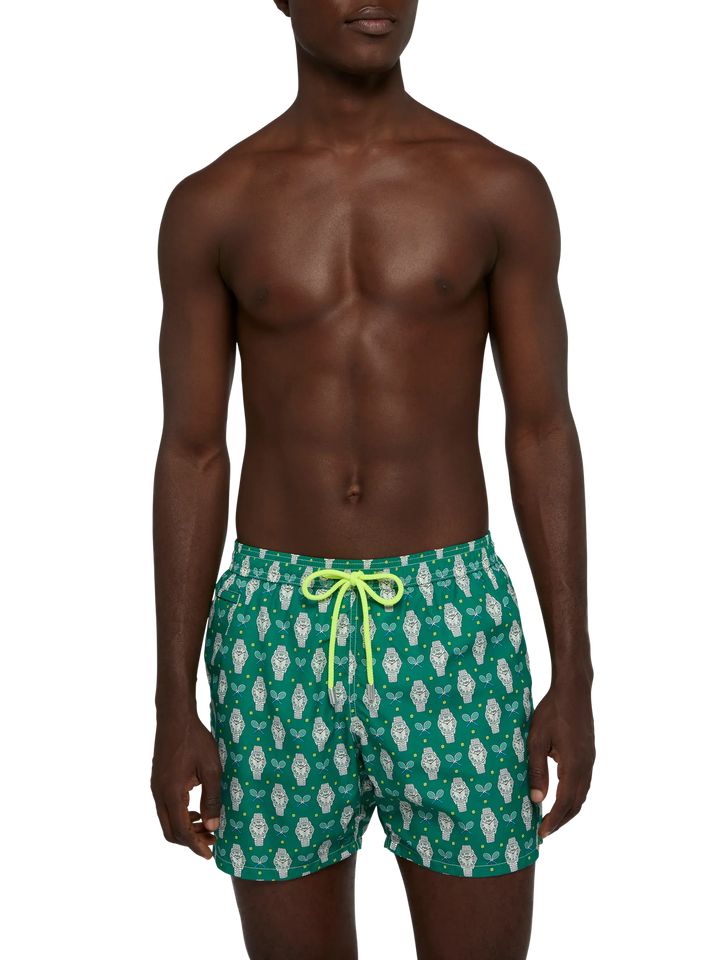 Badeshorts aus leichtem Stoff „Lighting“ mit Uhren-Print