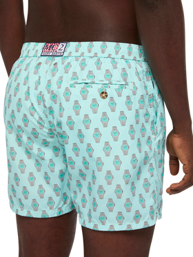 Lightweight fabric swim shorts Lighting with watch print