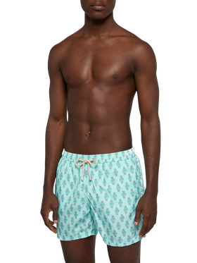 Lightweight fabric swim shorts Lighting with watch print