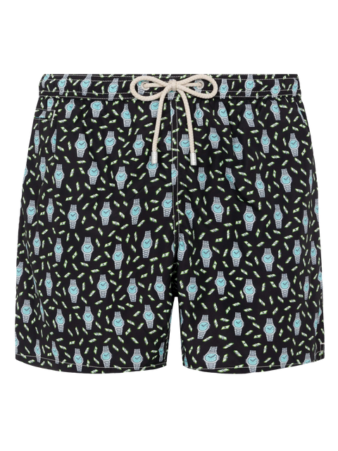Lightweight fabric swim shorts Lighting with watch print - MC2 Saint Barth